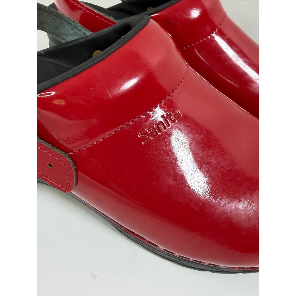 Sanita Estelle Convertible Slingback 40-US 9 Red Patent Leather Work Clogs - Picture 2 of 11